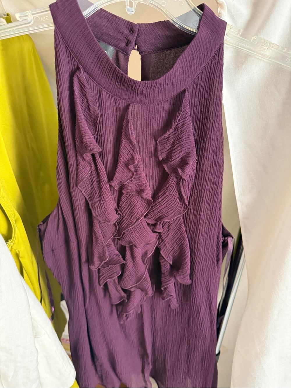 INC International Concepts Plum Ruffle Front Sleeveless Camisole